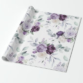紫フローラ水モダン色エレガント ラッピングペーパー (アンロールド)
