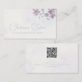 紫フローラ水彩スタイルとQR 名刺 (正面/裏面)