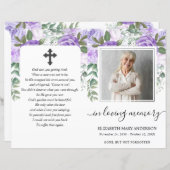 紫フローラ水彩写真葬儀プログラム (正面/裏面)