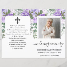 紫フローラ水彩写真葬儀プログラム