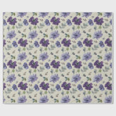 紫フローラ水彩包み紙 ラッピングペーパー (フラット)