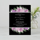 紫フローラ水彩婚約パーティ招待状 箔招待状 (立ち正面)