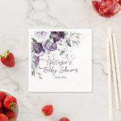 紫フローラ水彩赤エレガントちゃんシャワー スタンダードカクテルナプキン (インサイチュ)