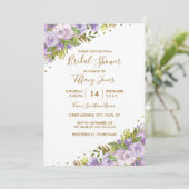 紫フローラ水彩金ゴールドブライダルシャワー 招待状 (スタンド正面)