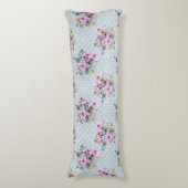 紫フローラ水彩青白水玉模様 ボディピロー (正面縦)