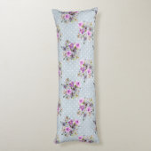 紫フローラ水彩青白水玉模様 ボディピロー (裏面 (縦))