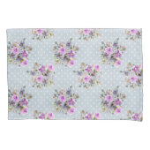 紫フローラ水彩青白水玉模様 枕カバー (正面左)