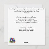 紫フローラ水色イースターバニーティーパーティー シーズンカード (裏面)