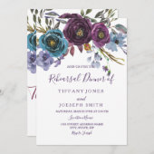 紫フローラ水色リハエレガントーサルディナー 招待状 (正面/裏面)