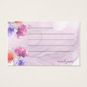 紫フローラ水色空白の美しいギフトカード (正面)