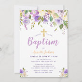紫フローラ洗礼 招待状 (正面)