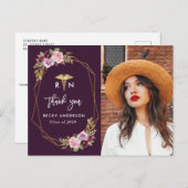 紫フローラ看護学校卒業感謝してい前 ポストカード (正面/裏面)