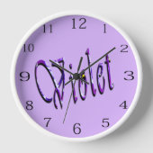 紫フローラ紫の名前 壁時計 (正面)