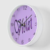 紫フローラ紫の名前 壁時計 (傾斜)