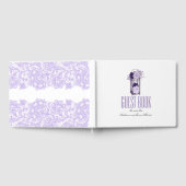紫フローラ結婚ランタン ゲストブック (全面)