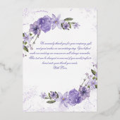 紫フローラ結婚箔サンキューカード 箔招待状 (裏面)