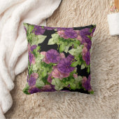 紫フローラ背景枕 クッション (ブランケット)