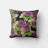 紫フローラ背景枕 クッション (正面)