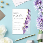 紫フローラ葉ヌエストラボダスペインの結婚ズ アクリル招待状 (インサイチュ (ウェディング))