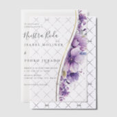 紫フローラ葉ヌエストラボダスペインの結婚ズ ベラム紙招待状 (オフセット (招待状))