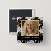 紫フローラ葬儀記念撮影ボタン 缶バッジ (正面&裏面)