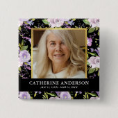 紫フローラ葬儀記念撮影ボタン 缶バッジ (正面)