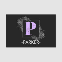 紫フローラ蝶カスタムモノグラム – 文字P