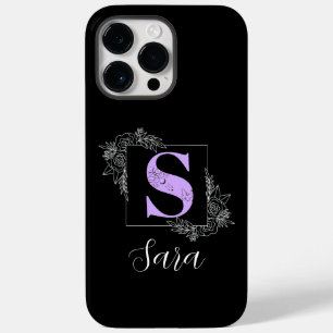 紫フローラ蝶カスタムモノグラム – 文字S Case-Mate iPhone 14 PRO MAXケース