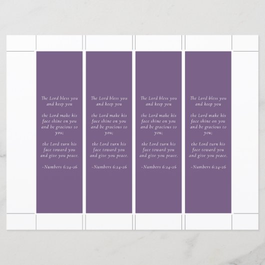 紫フローラ蝶誕生日ブックマークテンプレート (裏面)