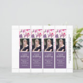 紫フローラ蝶誕生日ブックマークテンプレート (スタンド正面)