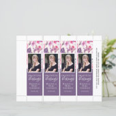 紫フローラ蝶誕生日ブックマークテンプレート (スタンド正面)