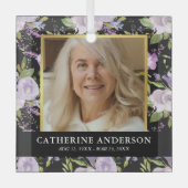 紫フローラ記念写真クリスマス ガラスオーナメント (正面)