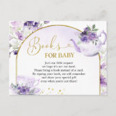 紫フローラ赤ちゃんシャワーベビー用ティーブック インビテーションポストカード (正面)