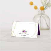 紫フローラ金ゴールド幾何テーブル座席表 プレイスカード (裏面)