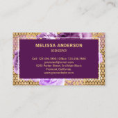 紫フローラ金箔ハニカムハニチミツバチ 名刺 (裏面)