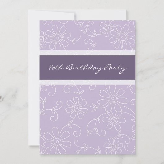 紫フローラ80バースデーパーティ招待状 招待状 (正面)