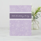 紫フローラ80バースデーパーティ招待状 招待状 (スタンド正面)