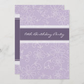 紫フローラ80バースデーパーティ招待状 招待状 (正面/裏面)