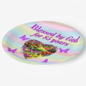 紫フローラ85TH誕生日紙プレート ペーパープレート (アングル)