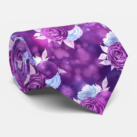 紫フローラ ネクタイ (ロール)