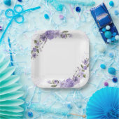 紫フローラ ペーパープレート (パーティー)