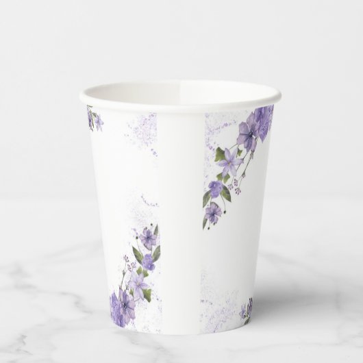 紫フローラ 紙コップ (左)