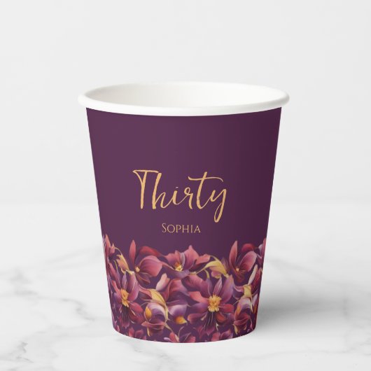 紫フローラ- 紙コップ (正面)