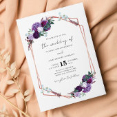 紫フローラQRコードスクリプト結婚式招待状