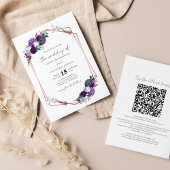 紫フローラQRコードスクリプト結婚式招待状