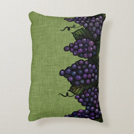 紫ブドウとつる植物、アクセント枕16" x 12" アクセントクッション (裏面(縦))
