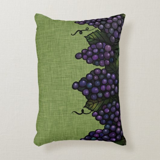 紫ブドウとつる植物、アクセント枕16" x 12" アクセントクッション (正面(垂直))