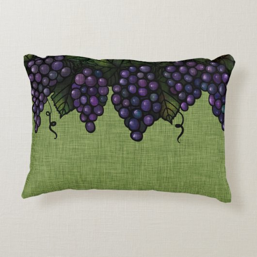紫ブドウとつる植物、アクセント枕16" x 12" アクセントクッション (裏面)