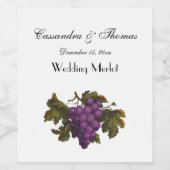 紫ブドウの束DIY色背景 ワインラベル (シングルラベル)