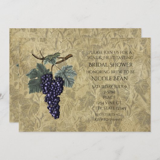 紫ブドウ果実酒テイスティングパーティの招待状 招待状 (正面/裏面)